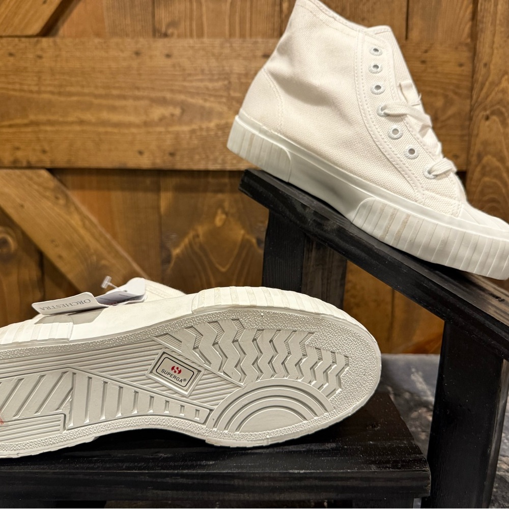 Superga White High-Top Sneakers with Chunky Sole - Picture 5 of 6